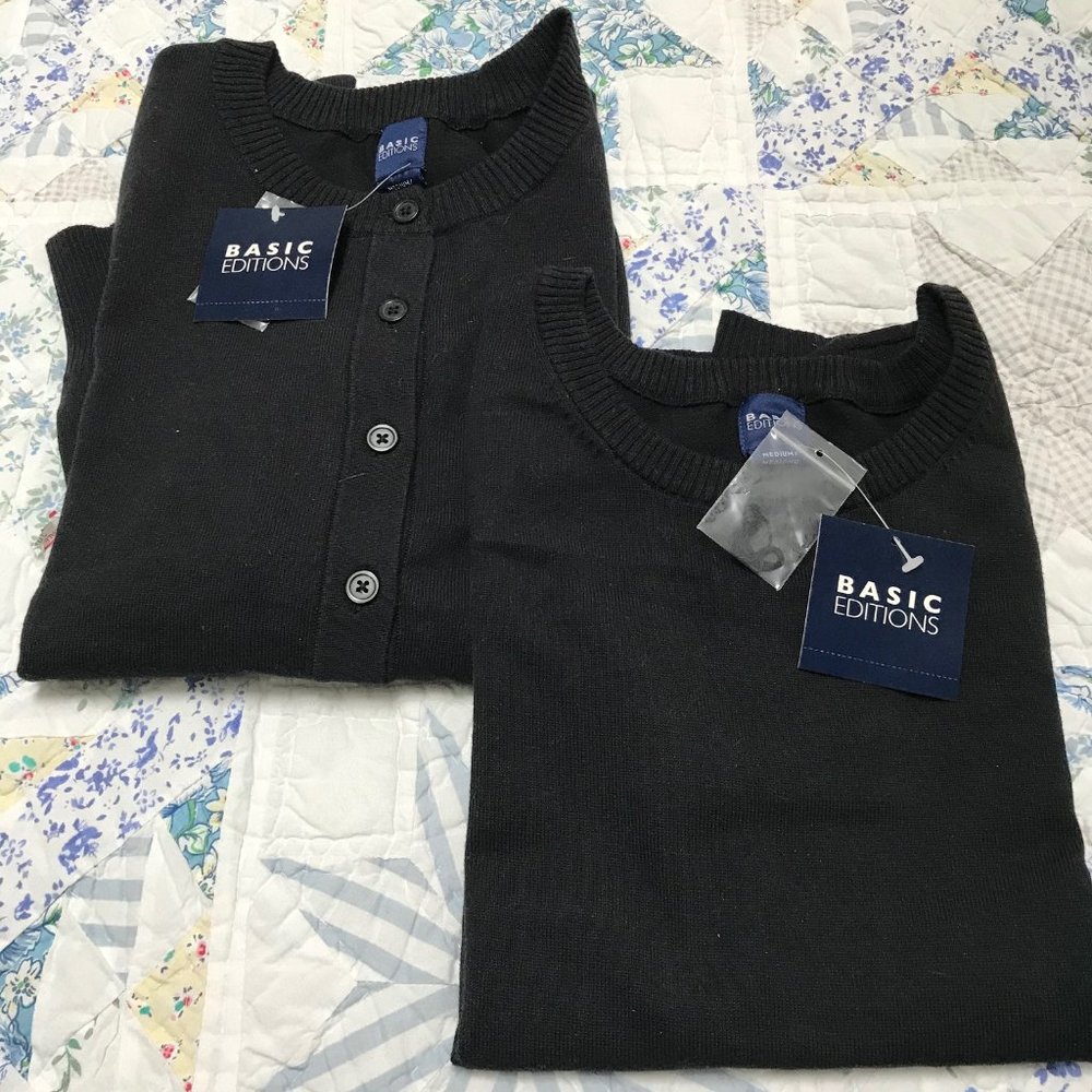 Women's Sweater Set, Black MEDIUM
